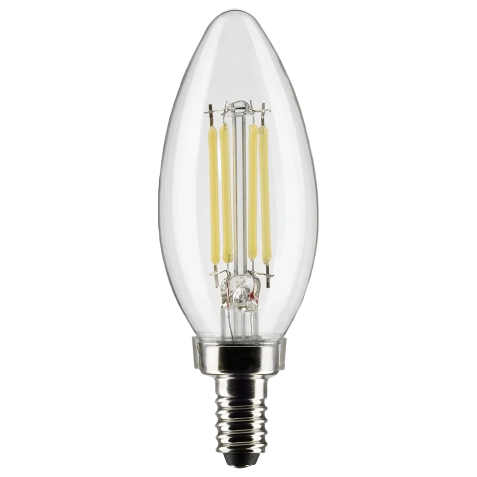 Green Satco 5.5 Watt B11 LED Clear Natural Light Candelabra Base Light Bulb Detailed