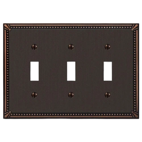 Minimalist Amerelle 3 Toggle Imperial Bead Antique Bronze Wallplate Modern