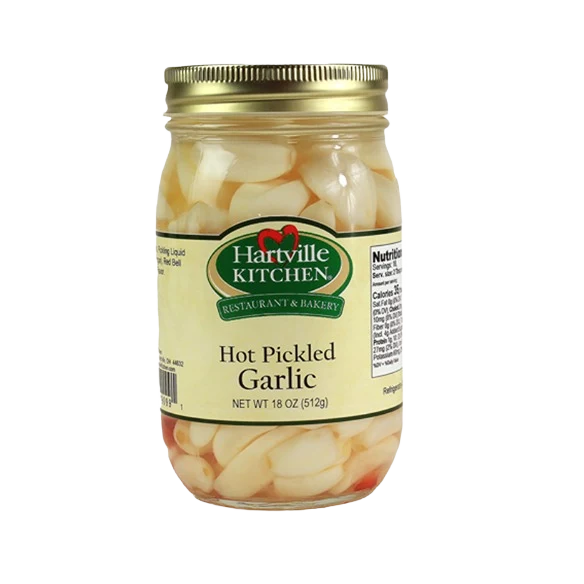 Organic Hartville Kitchen Hot Pickled Garlic 18 oz. Professional