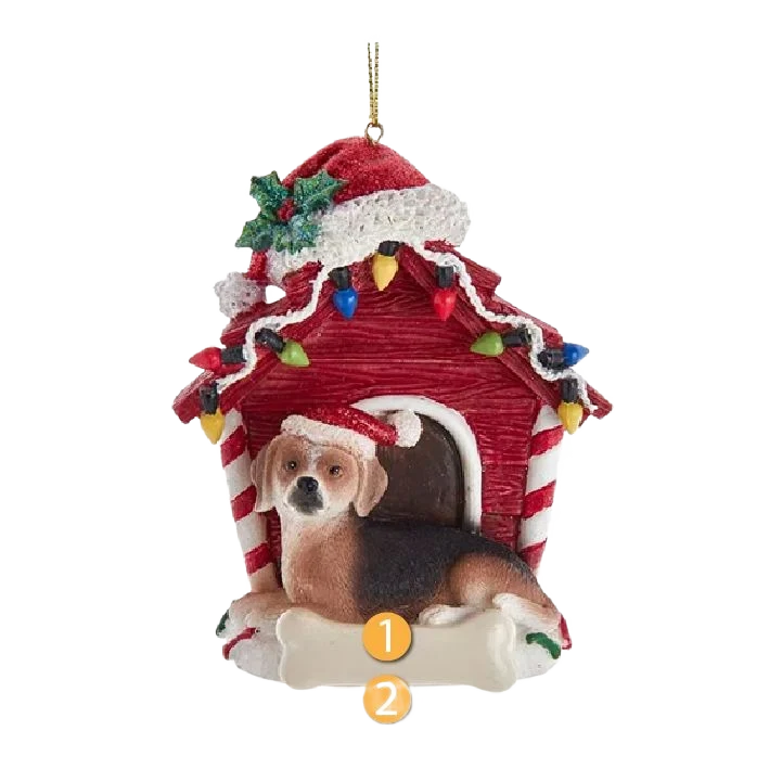 Top-Quality Kurt S. Adler Personalized Beagle with Dog House Ornament High-Grade