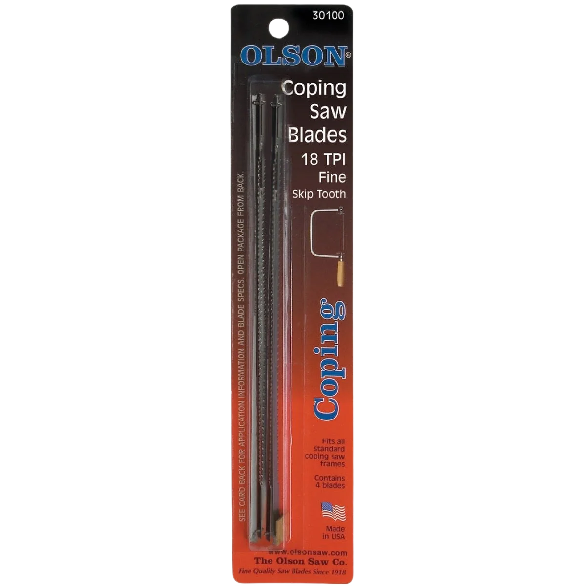 Prestigious Olson 6-1 2 in. x 16 TPI Fine Coping Saw Blades 4-Pack Reusable