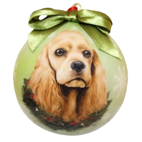 Authentic E S Pets Cocker Spaniel Buff Christmas Ball Ornament Original