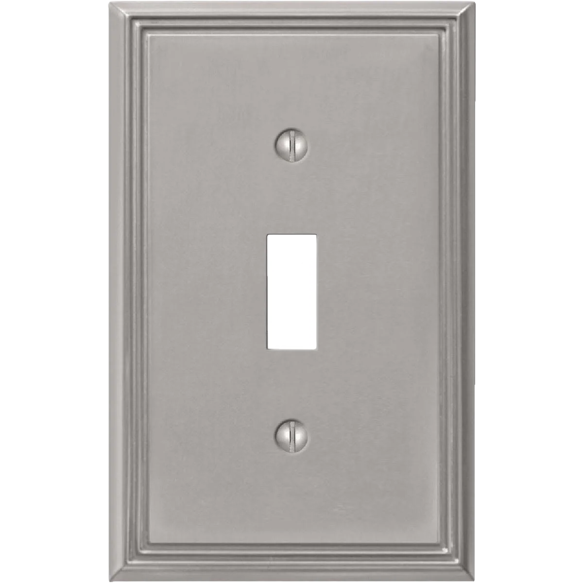 Consistent Amerelle 1-Gang Brushed Nickel Metro Line Cast Metal Toggle Switch Wall Plate First-Class