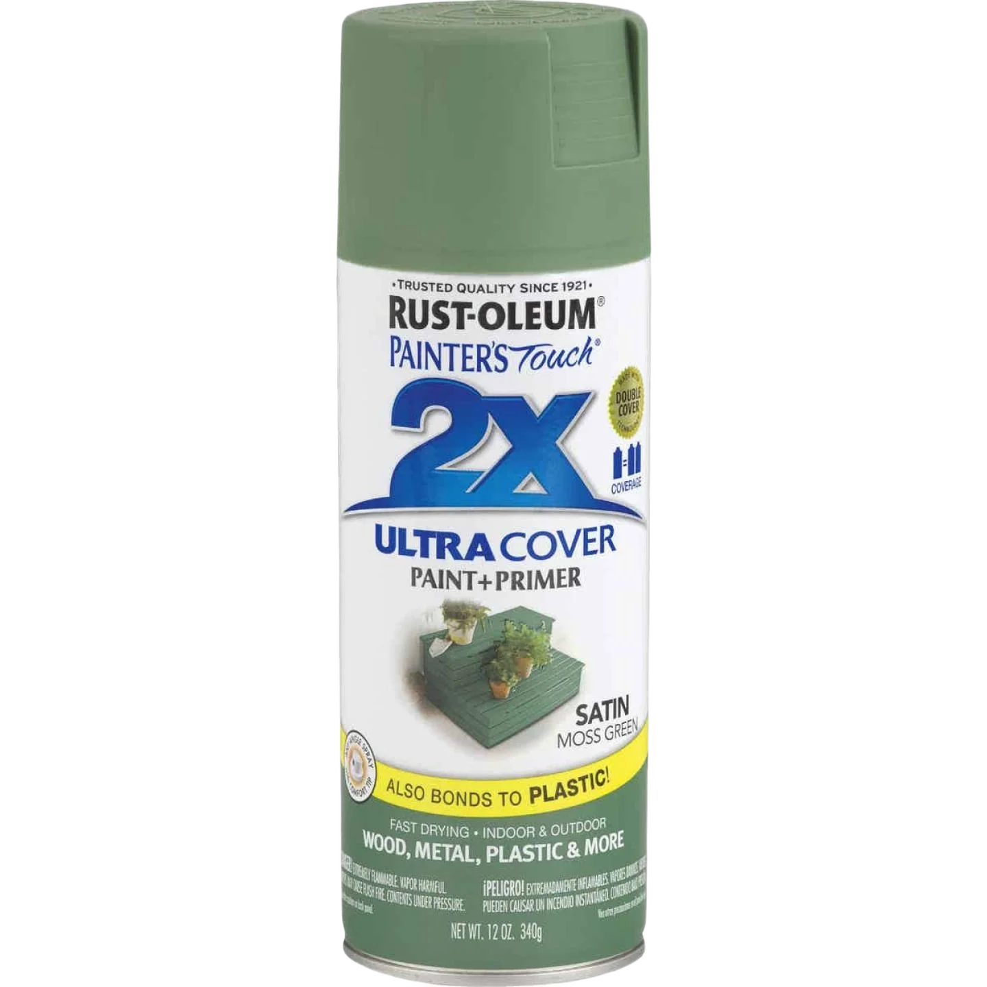 Advanced Rust-Oleum Painters' Touch 2X Moss Green Satin Spray Paint Primer 12 oz. Solid