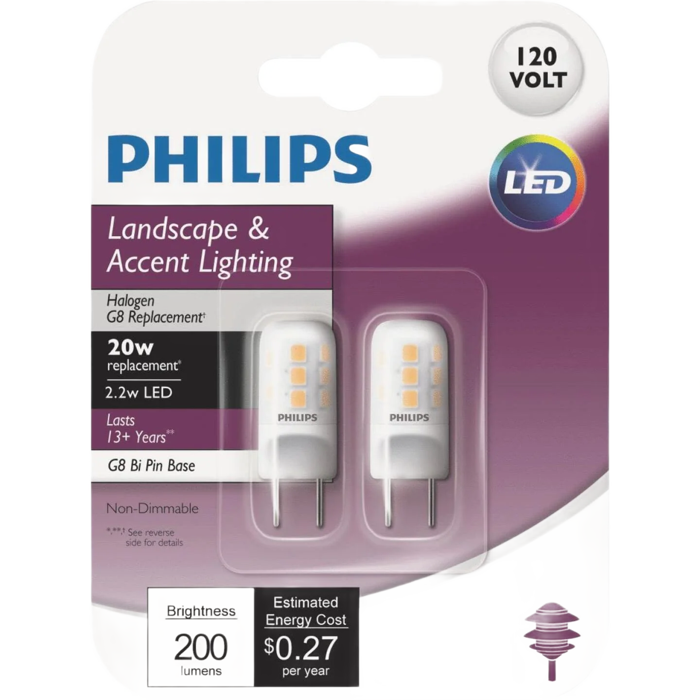 Stylish Philips 2.2 Watt T4 G8 Capsule LED Special Purpose Bulb 2-Pack Certified