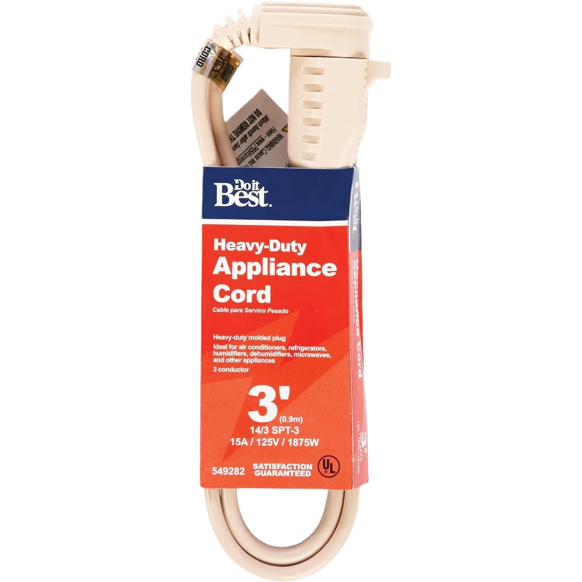 Proven Do it Beige 14 3 15-A Heavy Duty Appliance Cord 3 ft. Minimalist