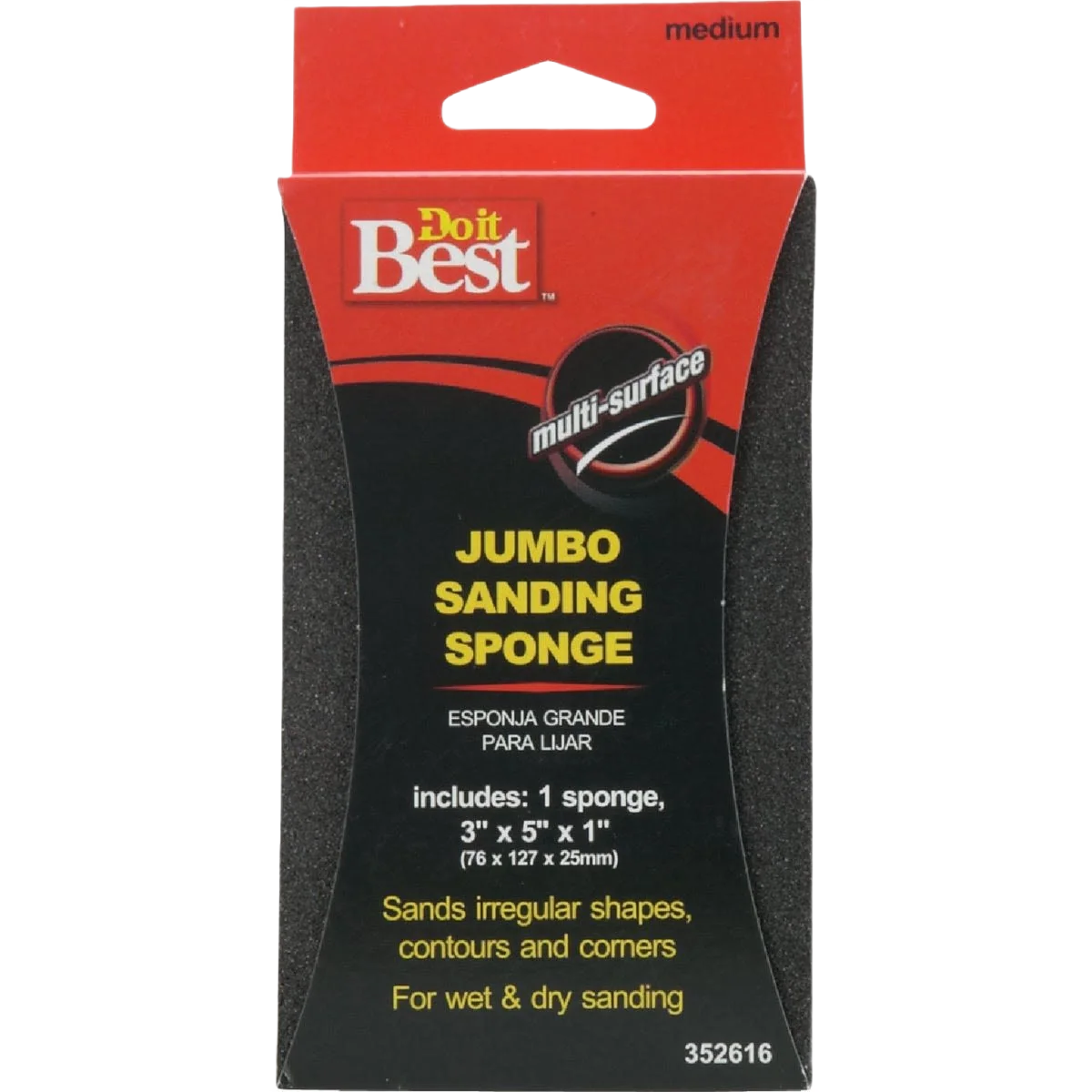Authentic Do it Jumbo Medium 80-Grit All-Purpose Sanding Sponge Traditional