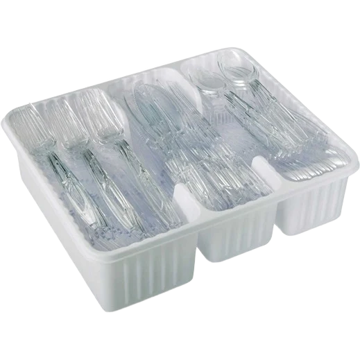 Convenient Diamond Clear Plastic Cutlery Set 192-Piece Consistent