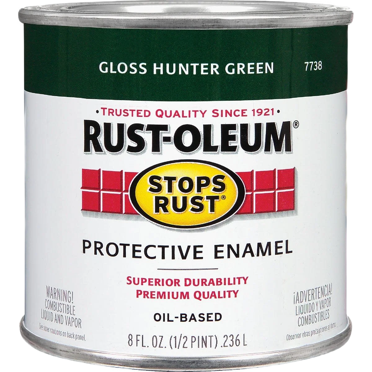 Recyclable Rust-Oleum Stops Rust Hunter Green Protective Enamel Brush-On Paint 1 2 Pint Genuine