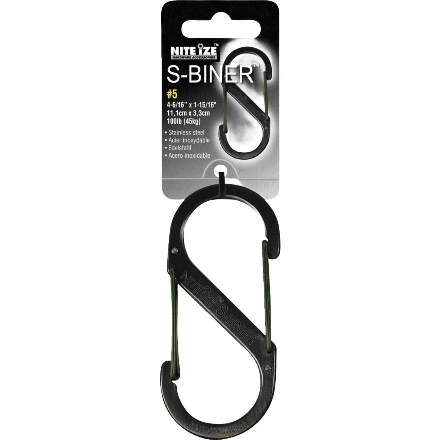 Enhanced Nite Ize S-Biner 75 lb. Capacity Black S-Clip Key Ring Pure