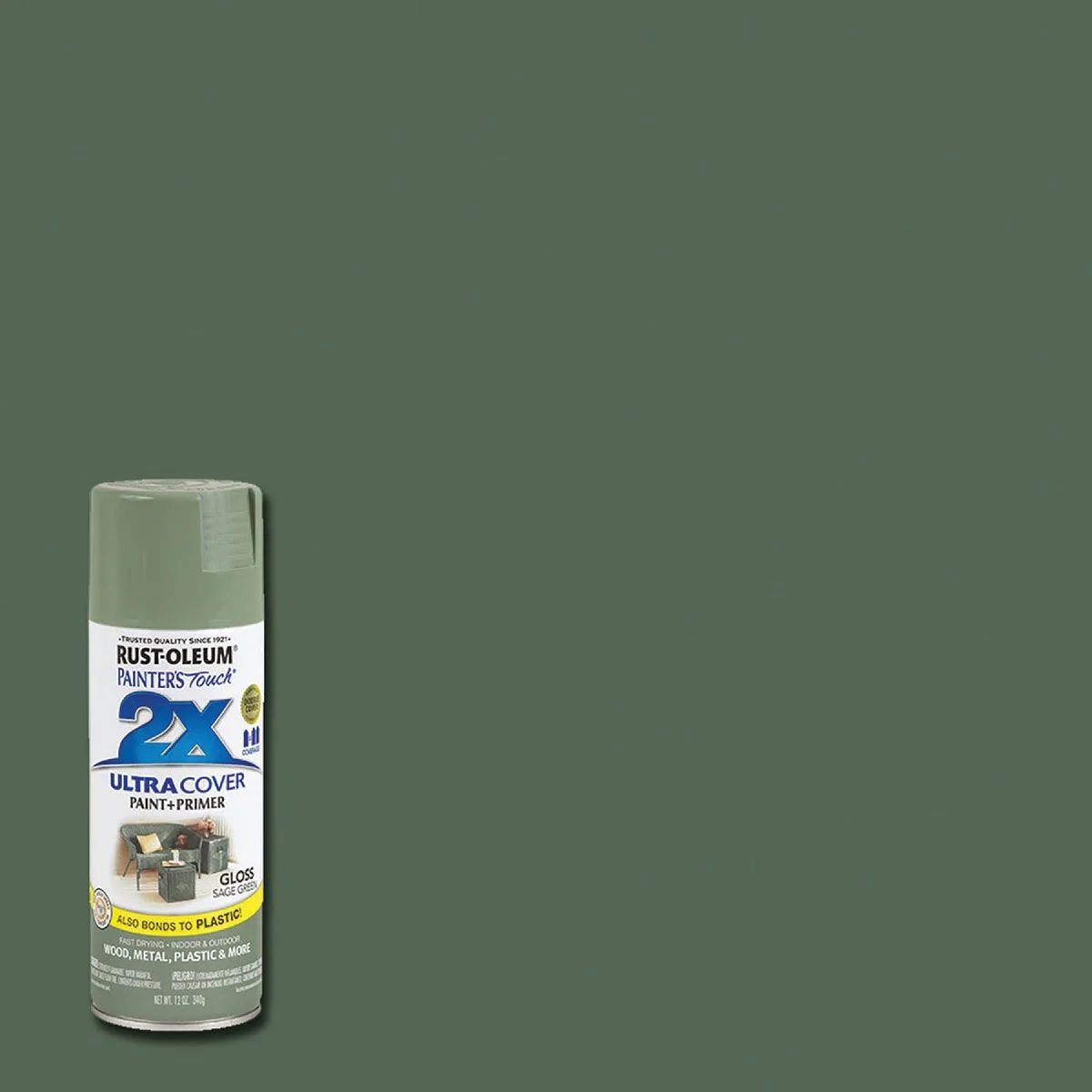 Comfortable Rust-Oleum Painters' Touch 2X Sage Green Gloss Spray Paint Primer 12 oz. Reusable