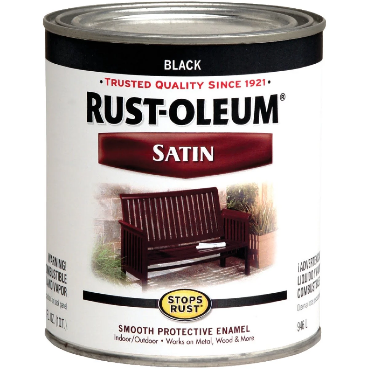Elite Rust-Oleum Stops Rust Satin Black Protective Enamel Brush-On Paint 1 Quart Specialty