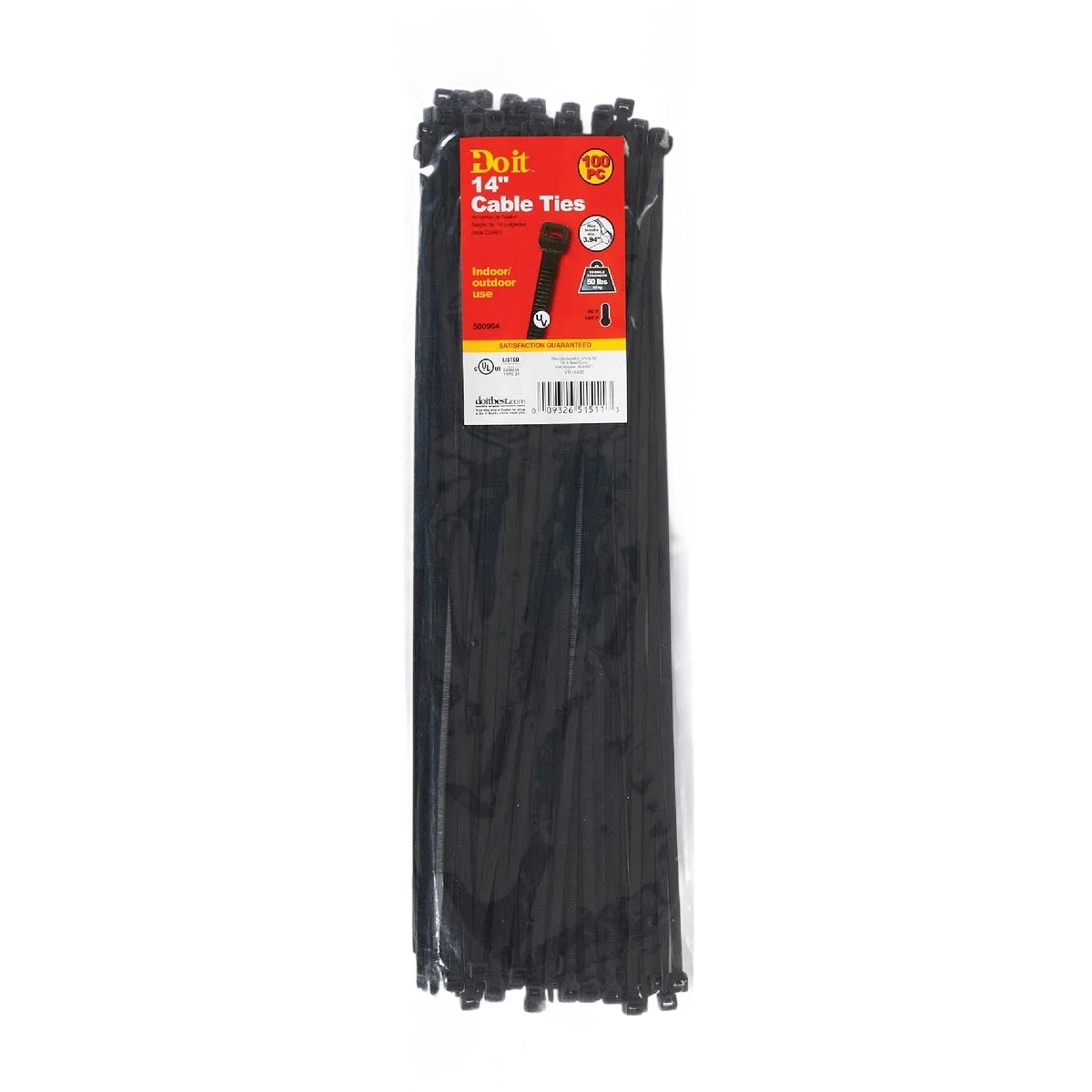 Modern Do it 14 In. x 0.189 In. Black Molded Weather Resistant Cable Tie 100-Pack Easy-to-Use