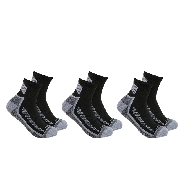 Secure Carhartt Men's Large Force Midweight Quarter Socks 3-Pk Smart