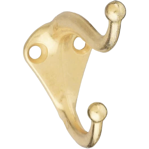 Certified National Hardware Brass Coat Hat Hook 2-Pack Specialty