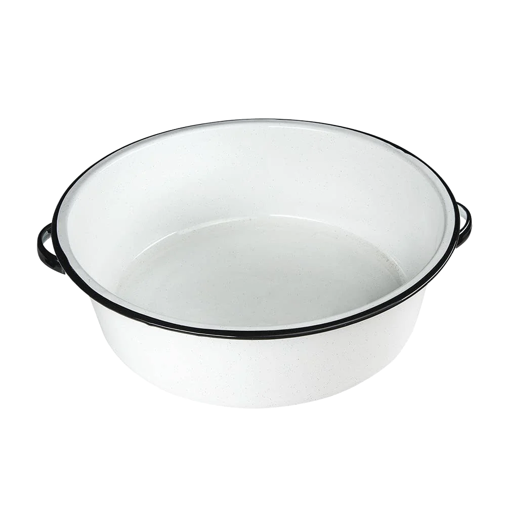 Fine Crafted Enamelware Dish Basin with Handles - White 15 qt Smooth