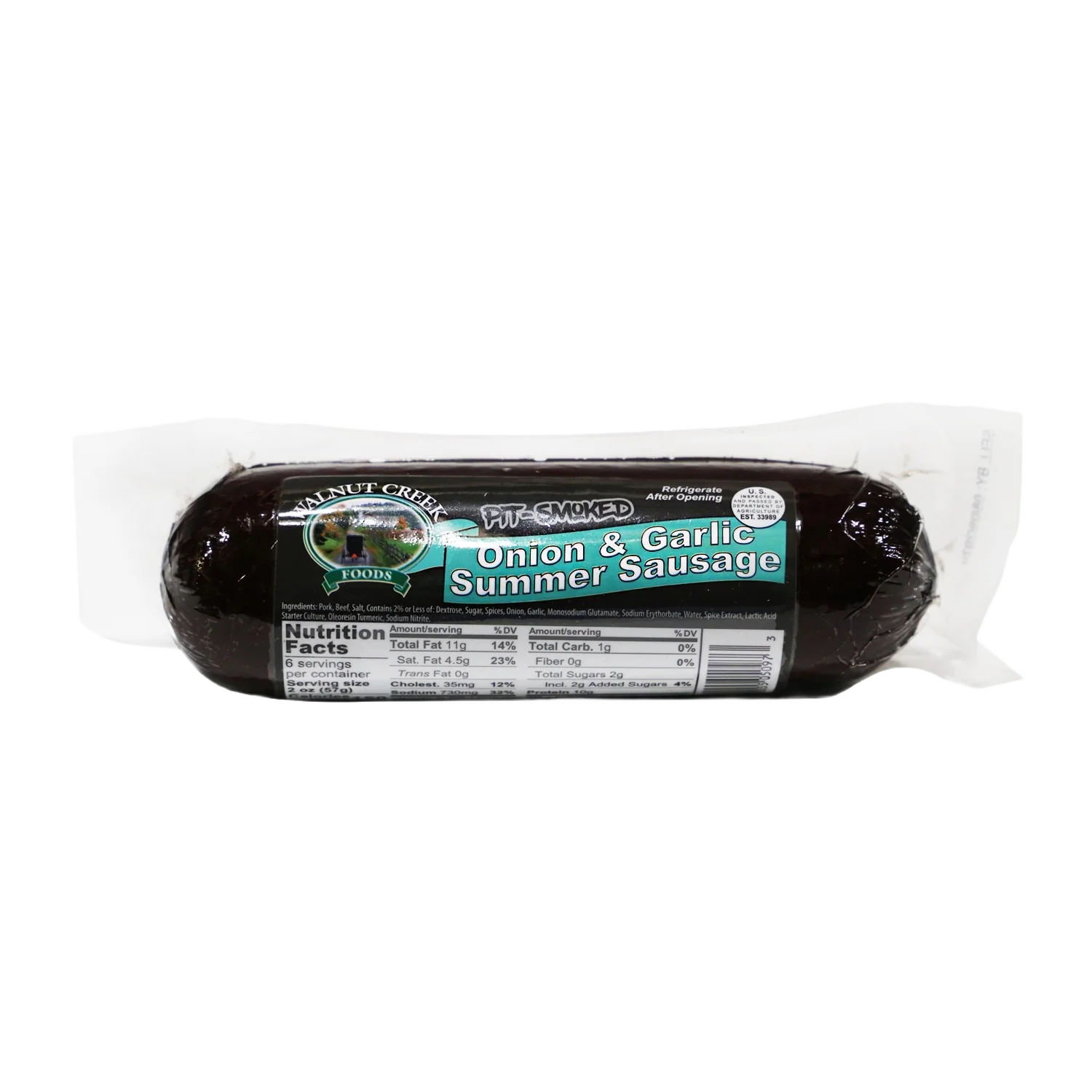 Certified Walnut Creek Pit Smoked Onion Garlic Summer Sausage 12 oz. Dependable