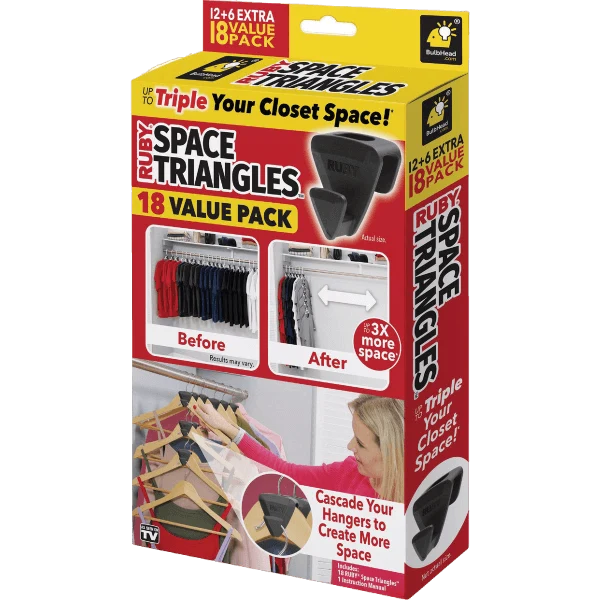Fine Ruby Space Triangles Closet Storage Hanger Holder 18-Pack Smooth