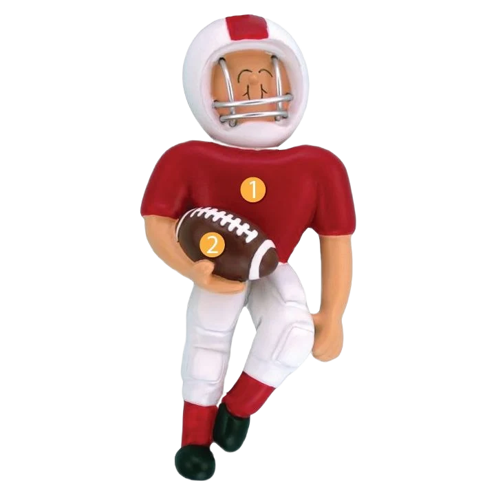 Carefully Designed Ornament Central Personalized Male Football Player in Red Uniform Ornament Responsible