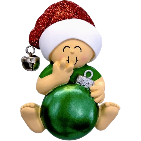 Pure Ornament Central Personalized Green Baby with Bulb Ornament Certified