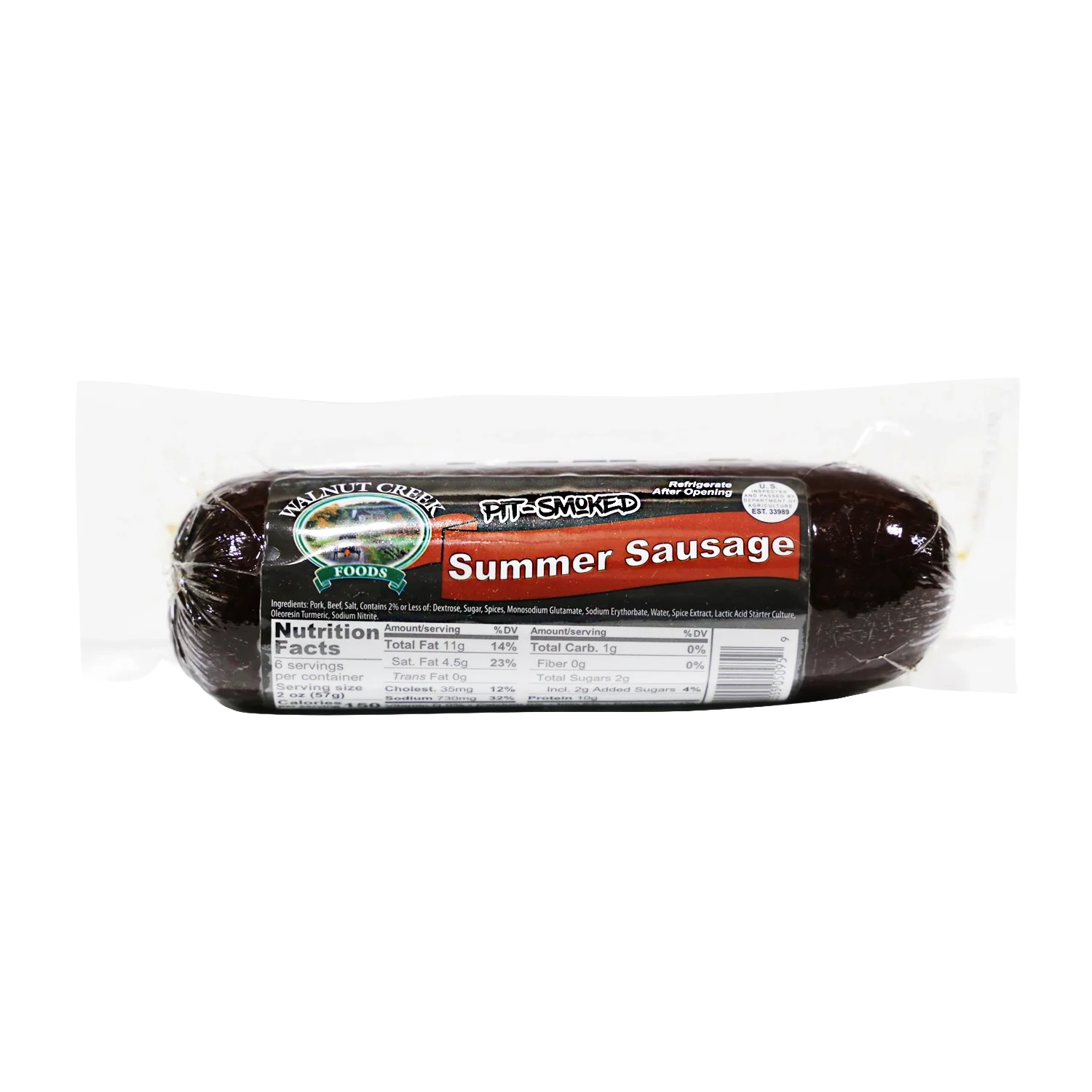 Classic Walnut Creek Pit Smoked Summer Sausage 12 oz. Traditional