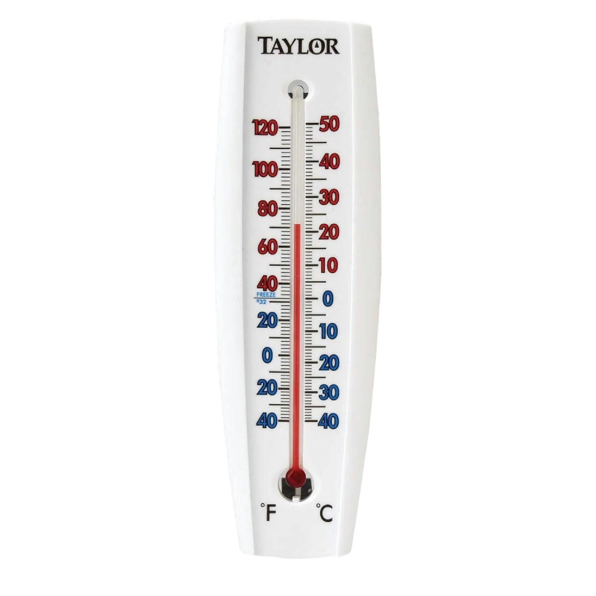 Traditional Taylor Aluminum White Tube Indoor Outdoor Thermometer Green