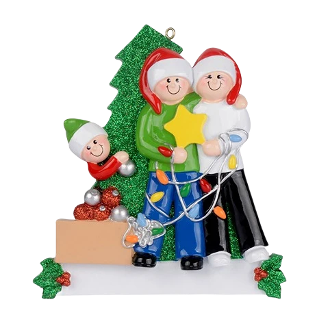 Relaxed Rudolph Me Personalized Family of Three Decorating Ornament Original Design