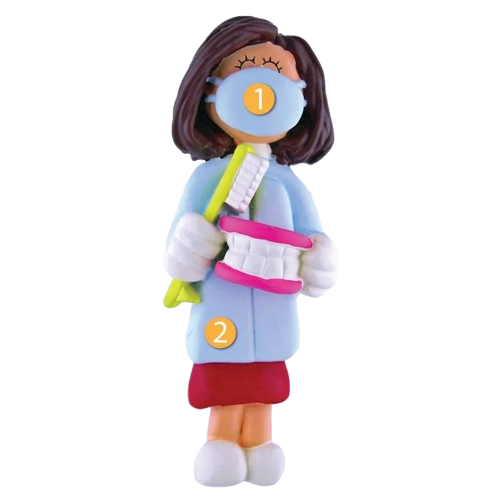 Durable Ornament Central Personalized Brunette Female Hygienist Ornament Traditional
