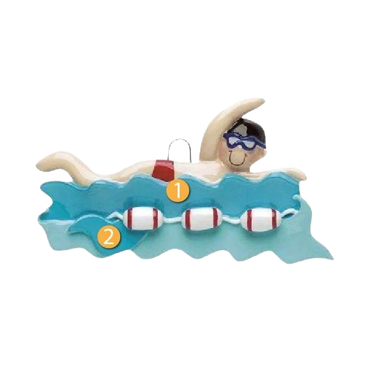 Authentic Rudolph Me Personalized Boy Swimmer in Water Ornament Stylish