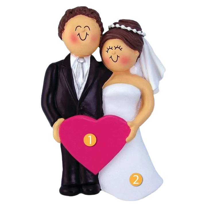 Trendy Ornament Central Personalized Brunette Wedding Couple Ornament Sophisticated