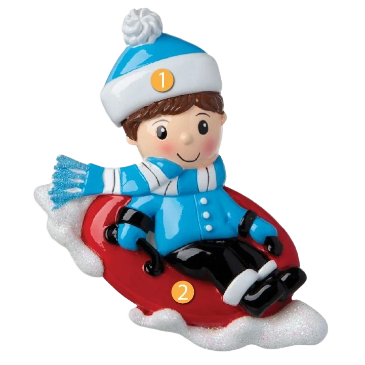 Fine Crafted PolarX Personalized Boy Snow Tubing Ornament User-Friendly