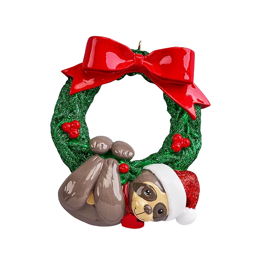 Expertly Made Rudolph Me Personalized Sloth Wreath Ornament Certified