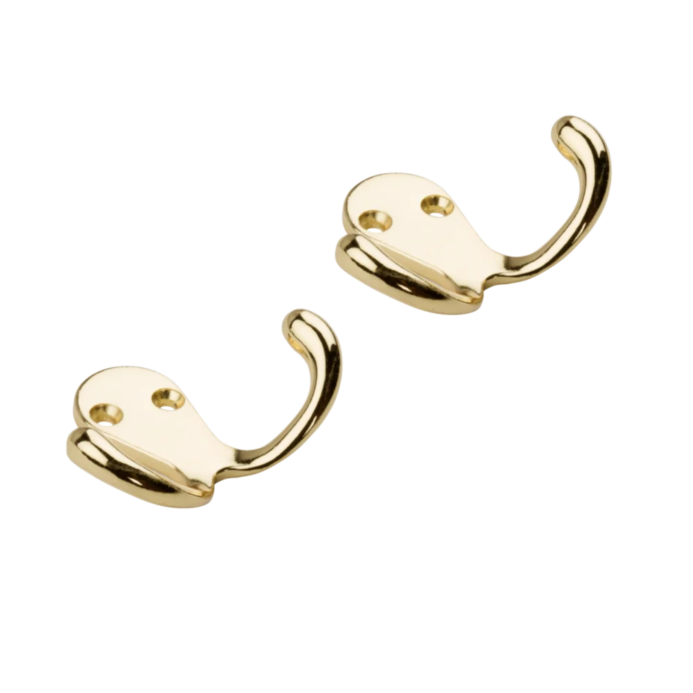 Innovative National Hardware Brass Double Clothes Hook 2-Pack Fine Crafted