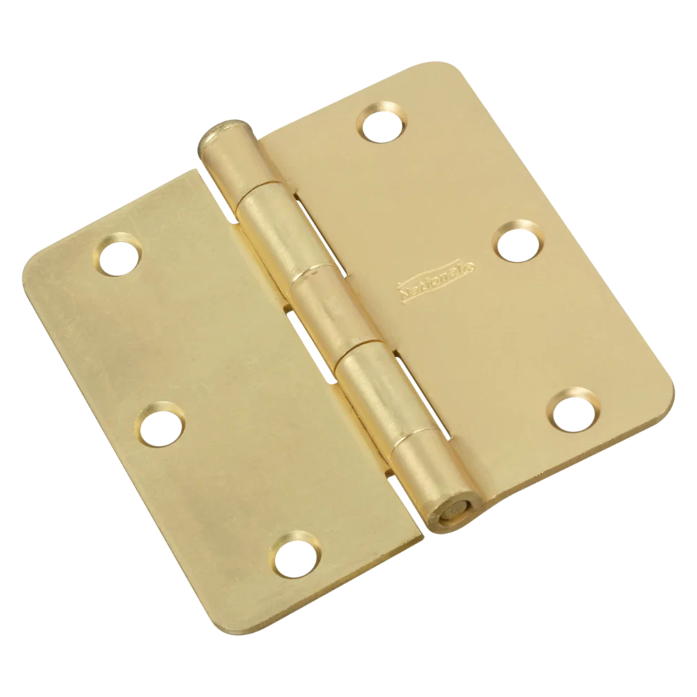 Trusted National Hardware 3 x 1 4 Radius Satin Brass Door Hinge Detailed
