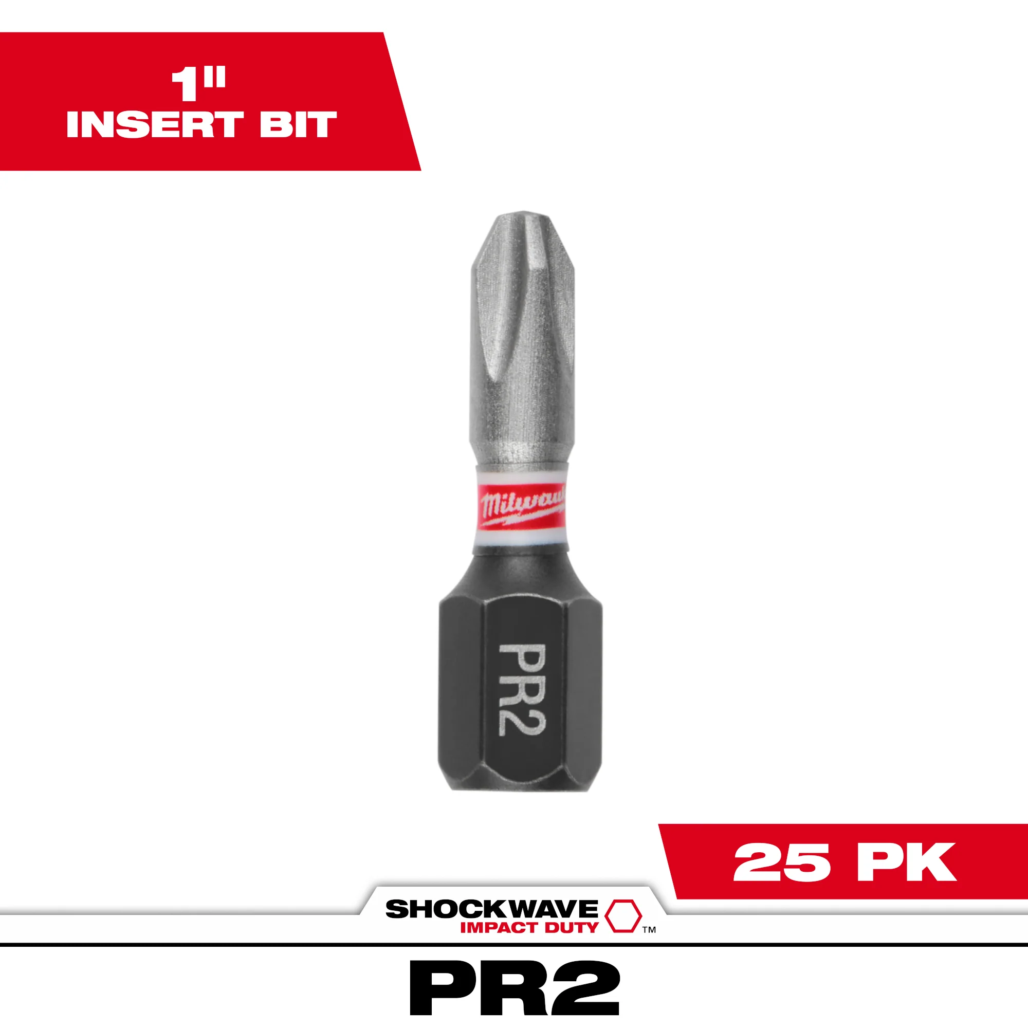 Reliable Milwaukee SHOCKWAVE™ Impact Duty 1 Reduced Diameter Phillips 2 Drywall Insert Bits Bulk 25 Pure