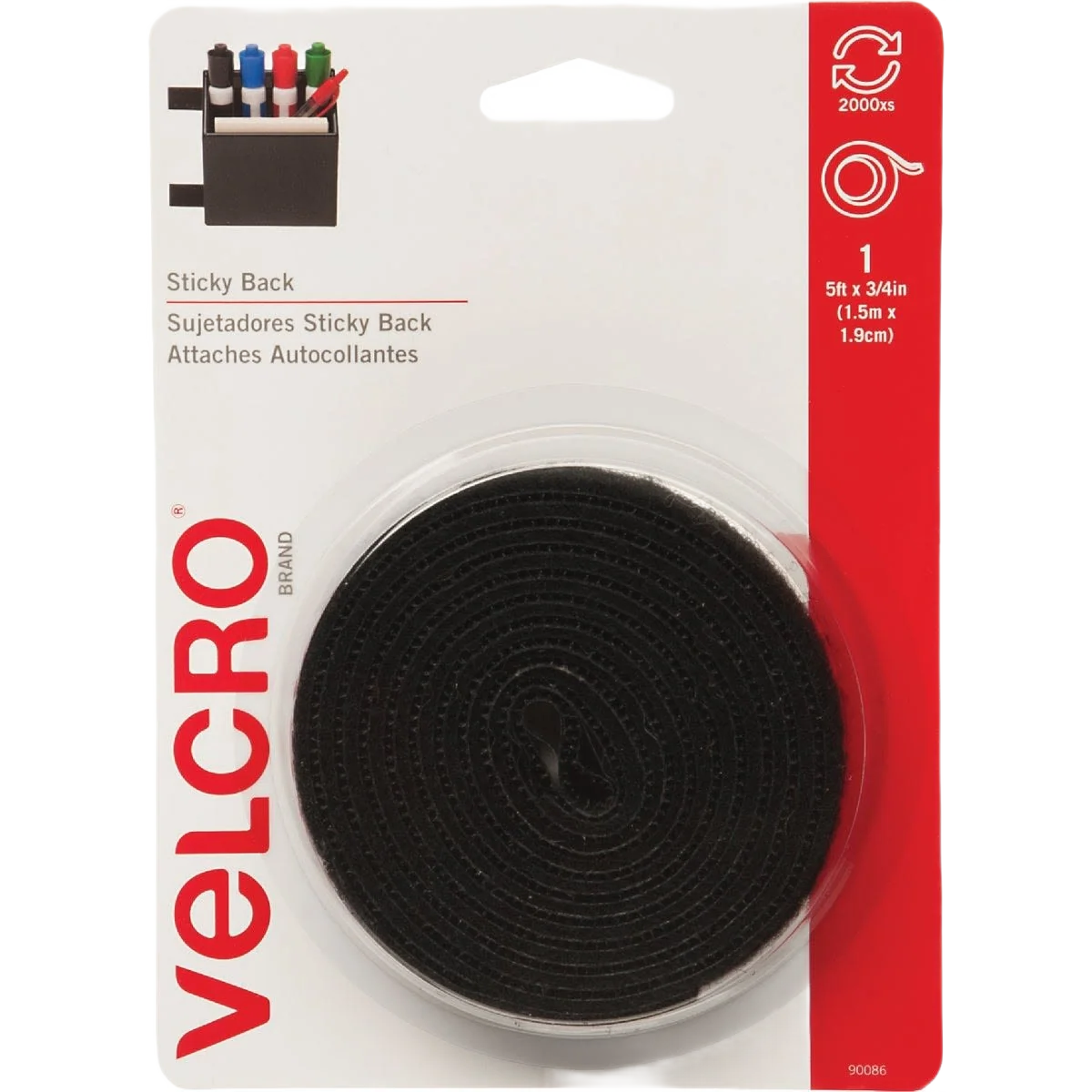 Verified VELCRO Brand Black Stick Back Reclosable Hook Loop Roll 3 4 in. x 5 ft. Outstanding