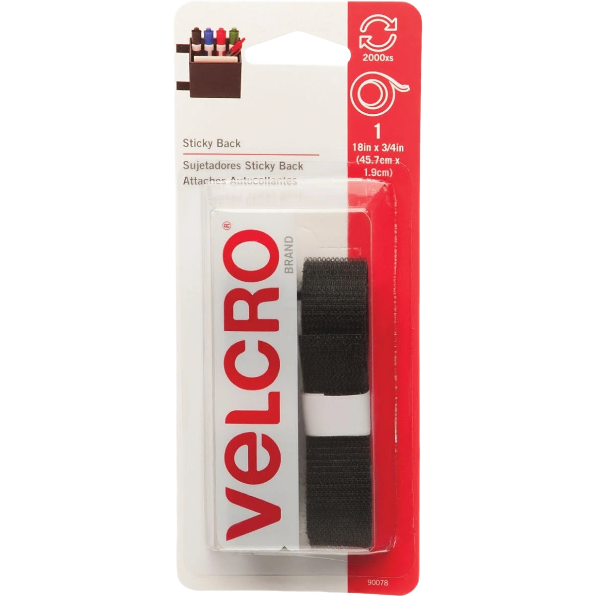 Sophisticated VELCRO Brand Black Hook Loop Roll 3 4 x 18 in. Environmentally Friendly