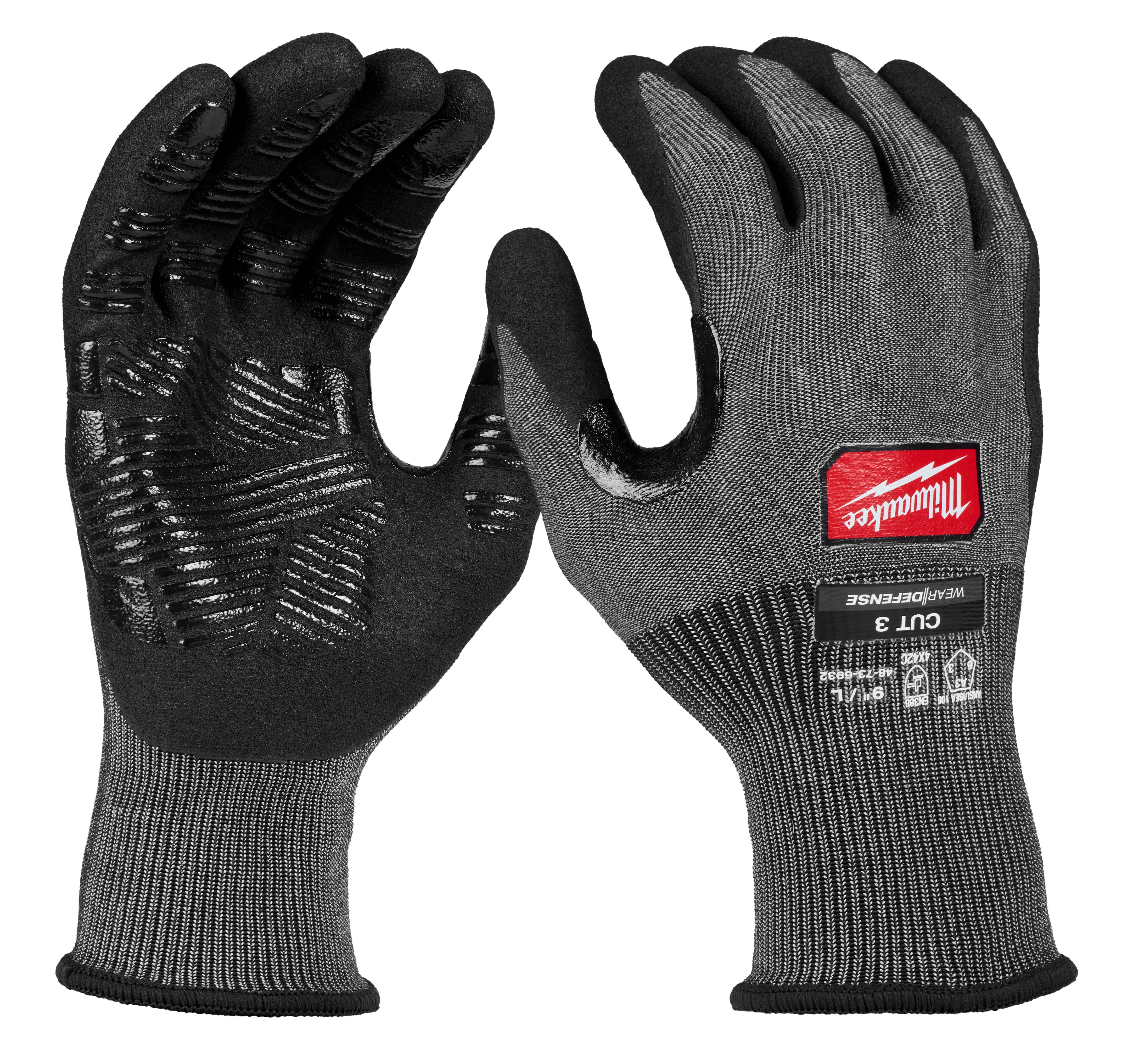 Next-Generation Milwaukee Cut Level 3 High Dexterity Nitrile Dipped Gloves w WEAR-DEFENSE™ Protection - XL Fine