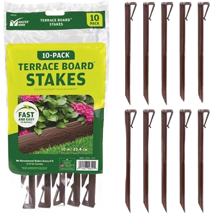 Environmentally Friendly Master Mark 10 Brown Terrace Board Edging Stakes 10-Pack Refined