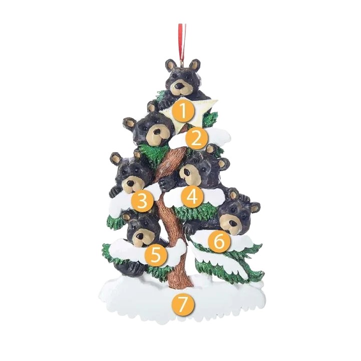 Powerful Kurt S. Adler Personalized Bear Family of 6 on Tree Ornament Official