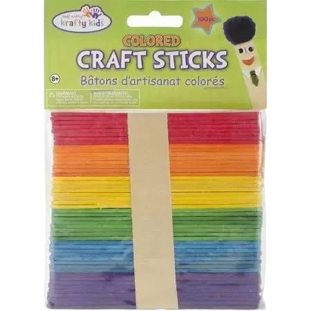 Minimalist Multicraft Krafty Kids Colorful Popsicle Sticks 100-Pack High-End