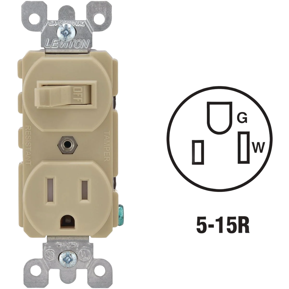 High-Grade Leviton Ivory 15 Amp Commercial Grade Switch Outlet High-Quality