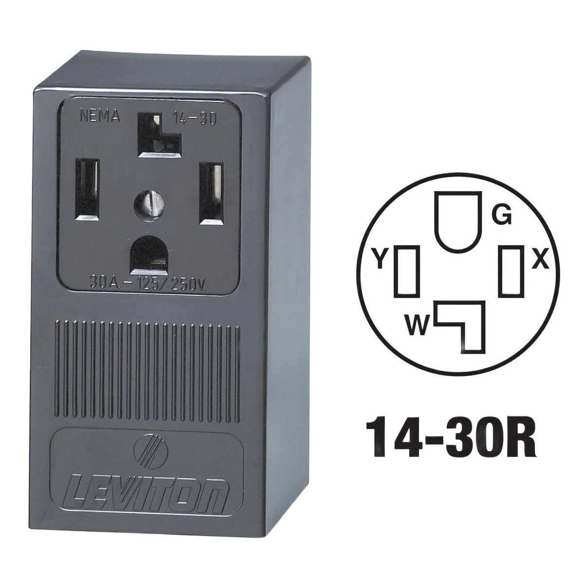 Reusable Leviton 30 Amp Surface Mount Black 14-30R 4-Wire Dryer Power Outlet User-Friendly
