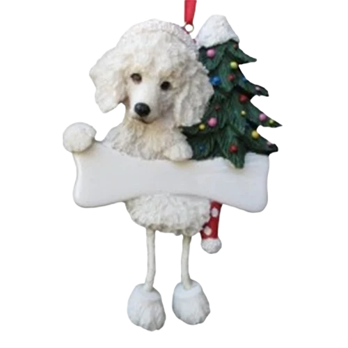 Innovative E S Pets Personalized White Poodle Dangling Legs Ornament Organic