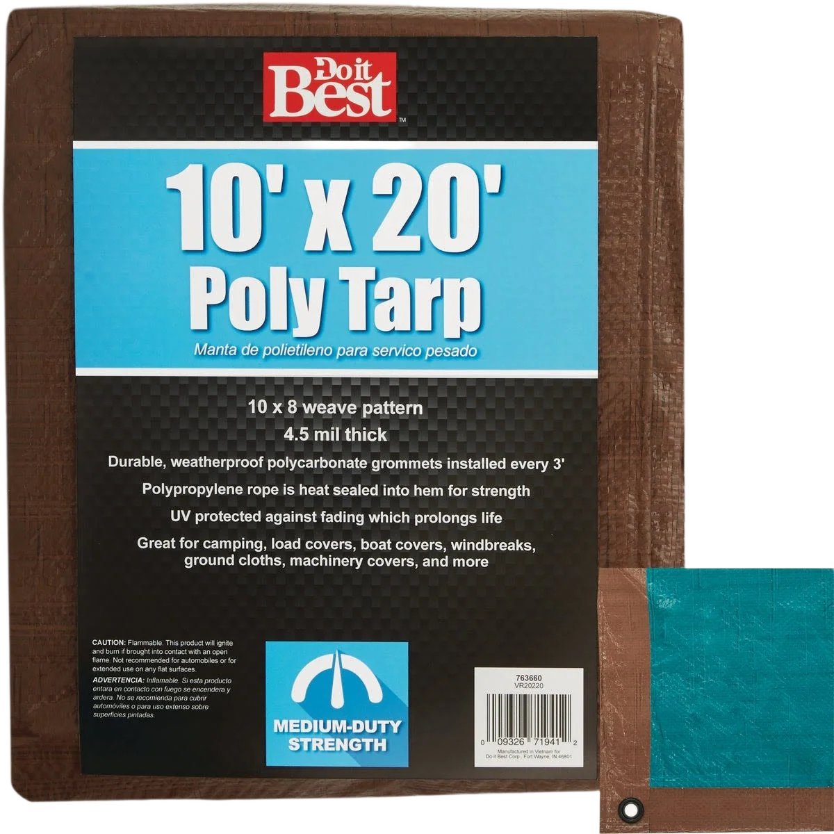 Fine Crafted Do it Brown Green Medium Duty Poly Tarp 10 Ft. x 20 Ft. Advanced