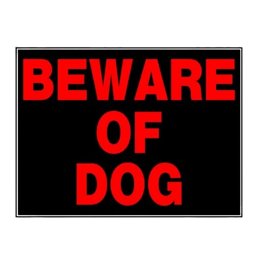 Outstanding Hillman Black Red Beware of Dog Sign 15 x 19 in. Traditional