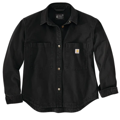 Contemporary Carhartt Women's Med Black Rugged Flex reg Loose Fit Heavyweight Duck Overshirt Outstanding