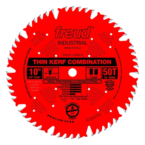 Relaxed Freud Thin Kerf Combination Blade 10 in. x 50 Teeth Crafted