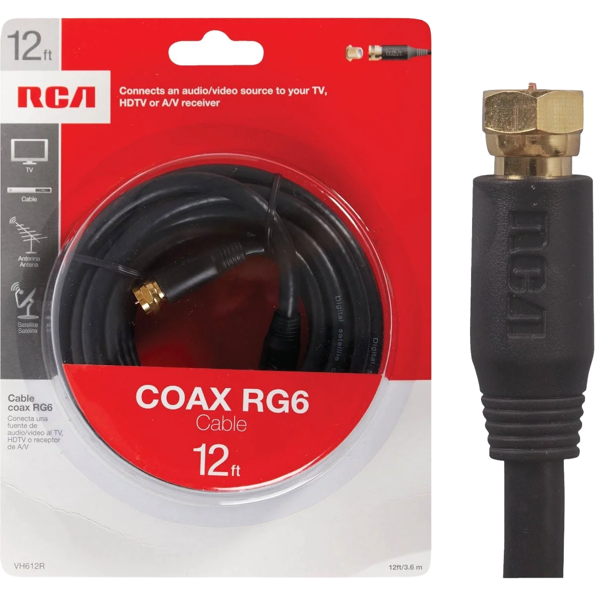 User-Friendly RCA 12 ft. Black Digital RG6 Coaxial Cable Trendy