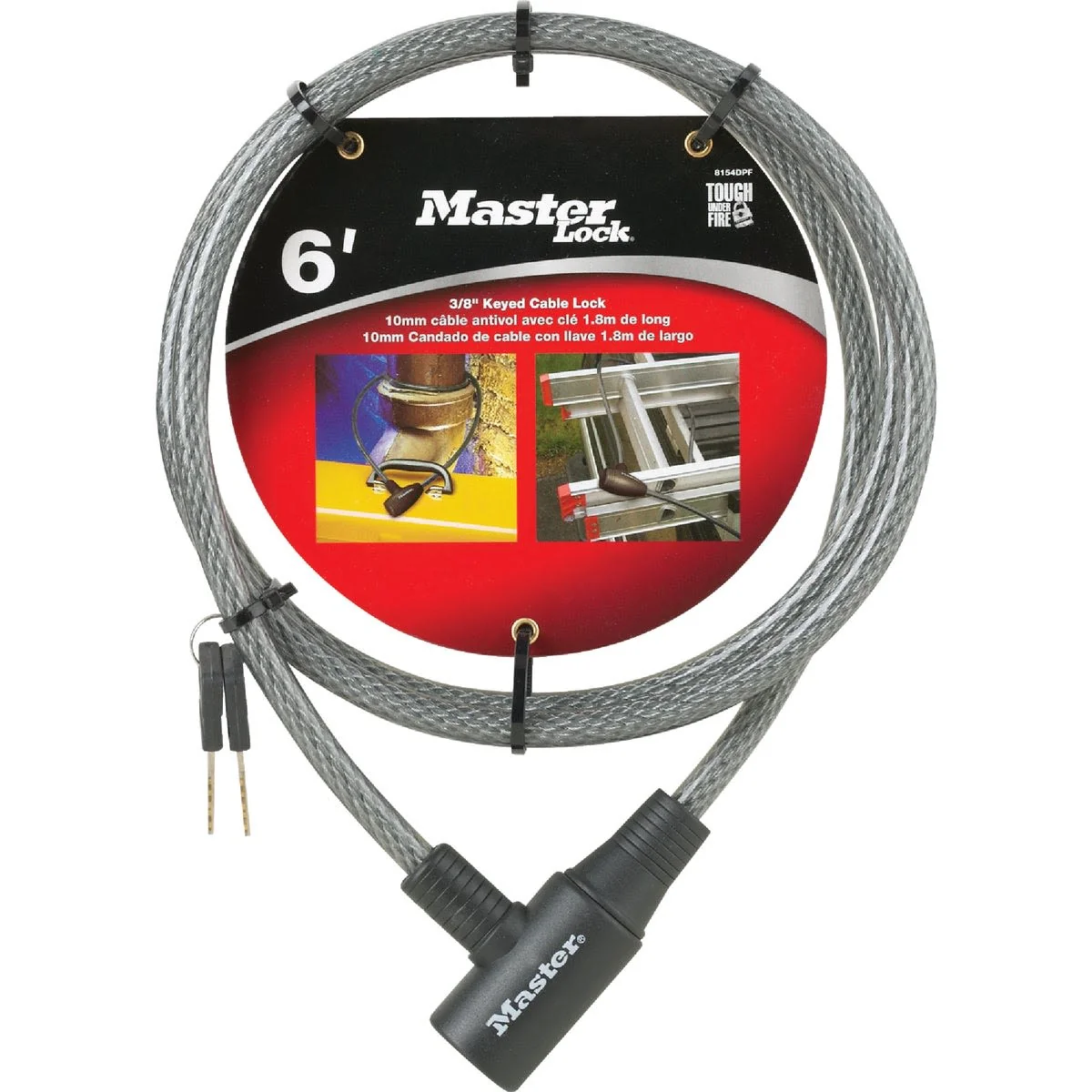 Secure Master Lock 6 Ft. x 3 8 Integrated Keyed Cable Lock Fine